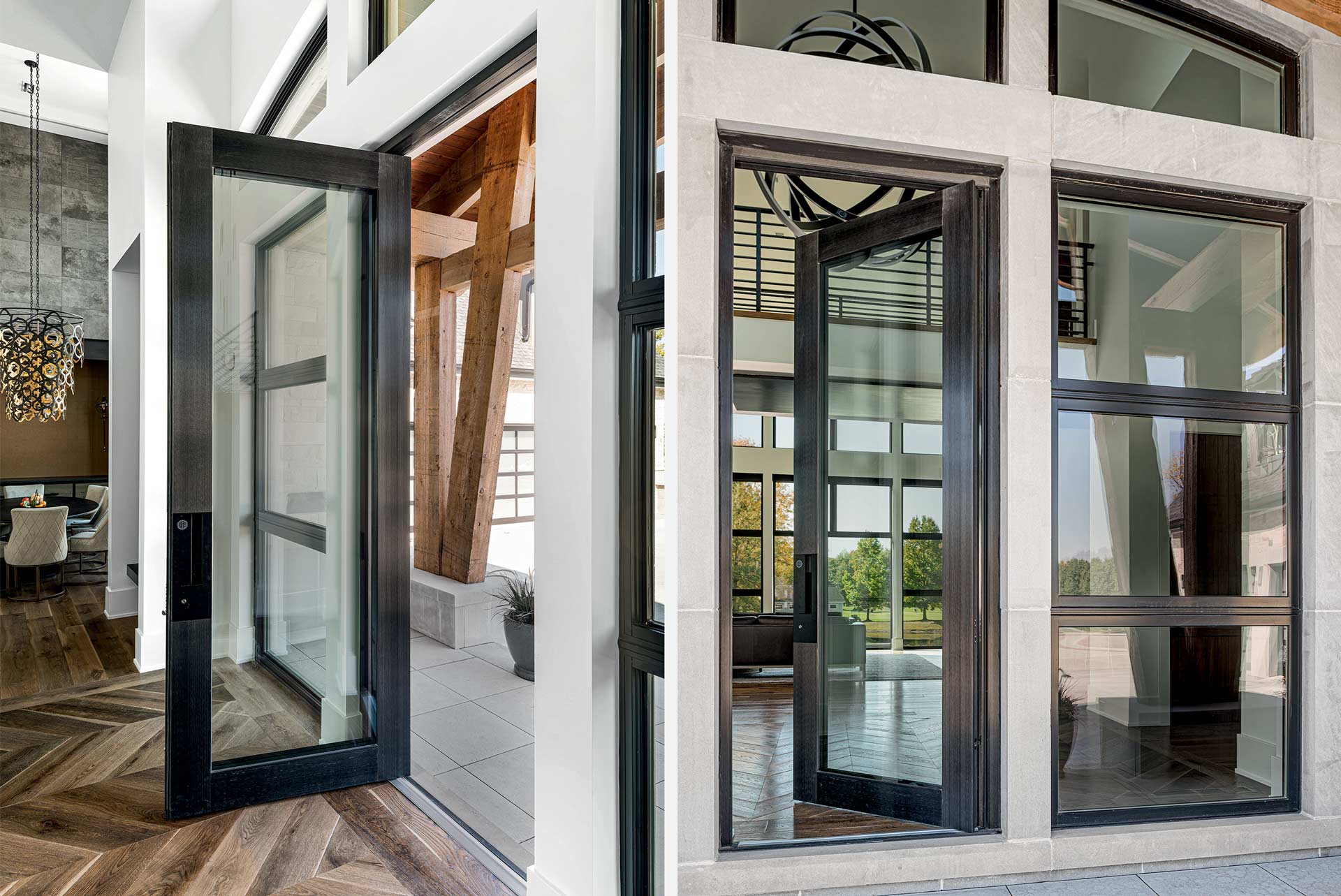 Nova la porta a bilico con vetro termico di sicurezza installata su una villa di lusso in America