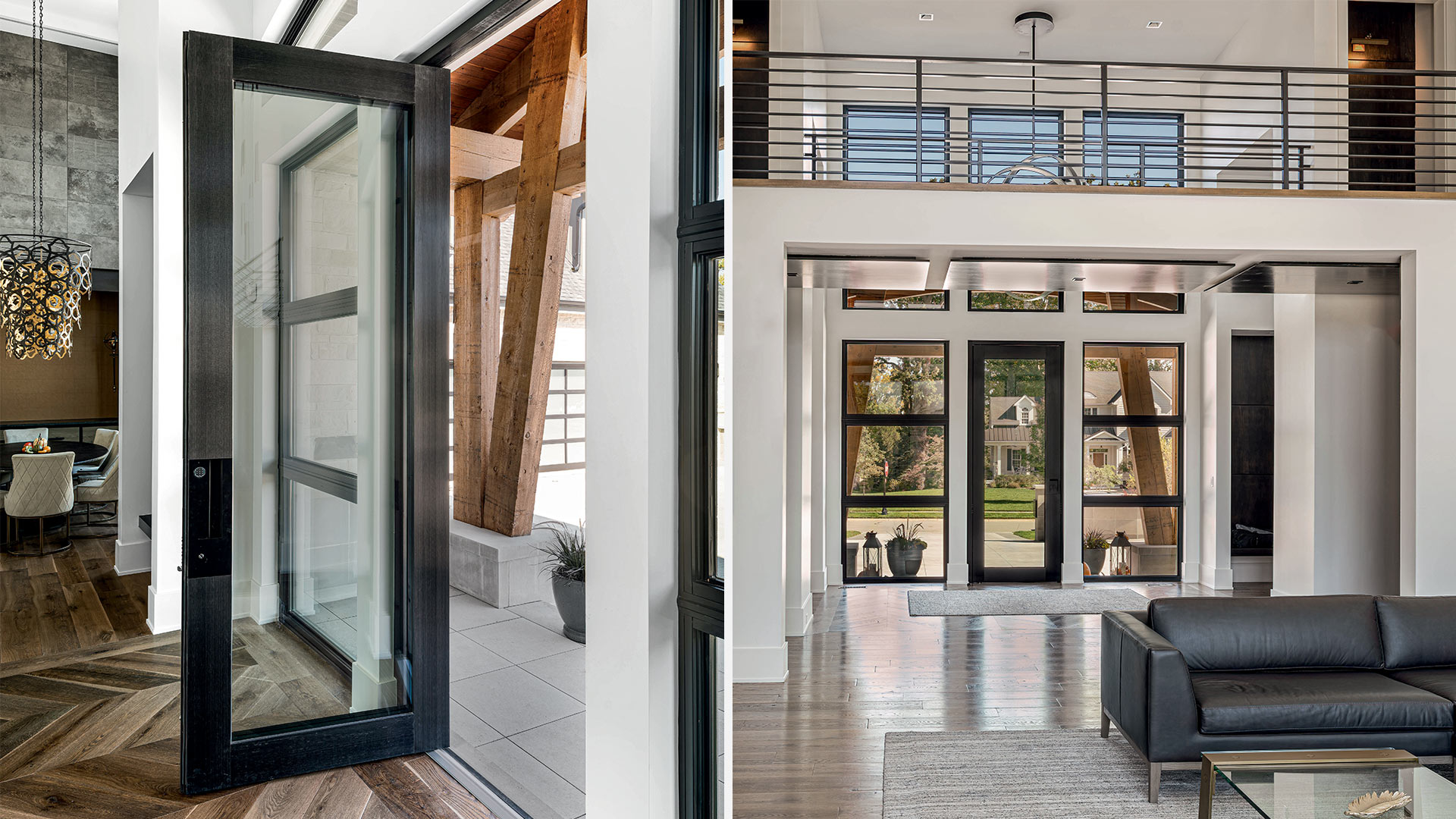 Porta blindata con apertura a pivot installata su una villa di lusso a Indianapolis