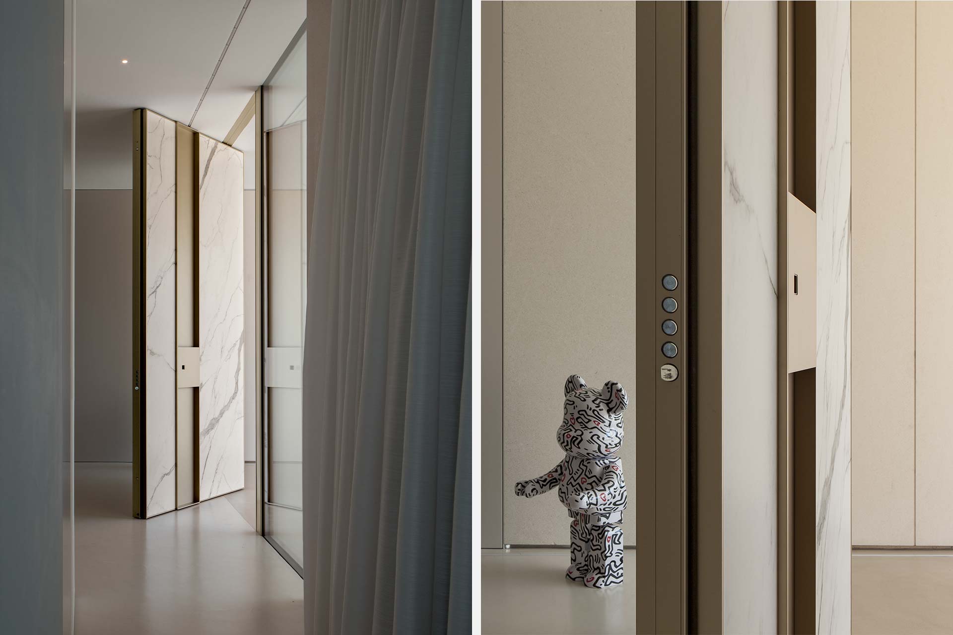 Progetto di design contemporaneo con porta d’Ingresso blindata a bilico ad Argenta – Villa privata - Oikos