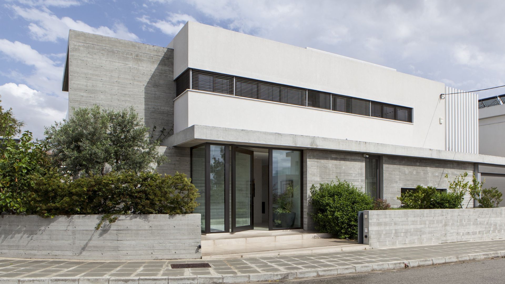 Design project with pivoting door with glass elements in Nicosia – Private Villa - Oikos